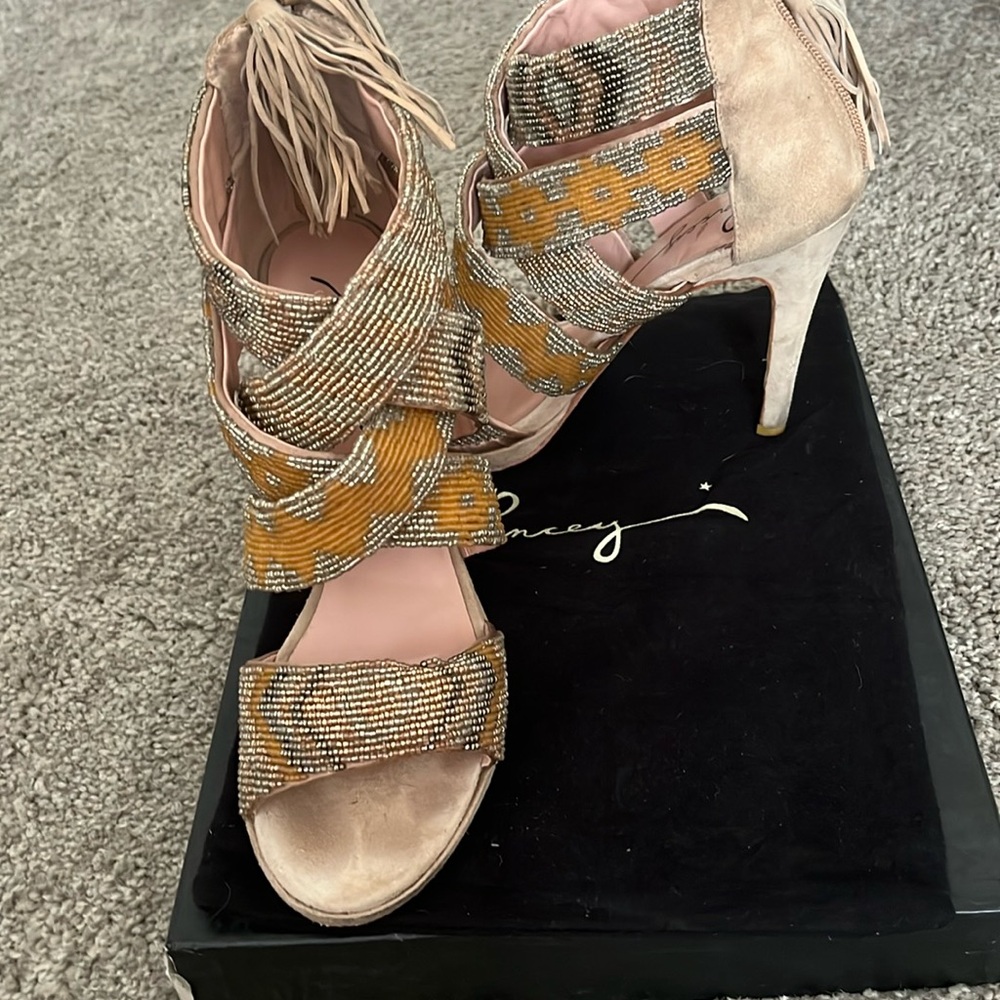 Beaded show stopper Pencey sandals